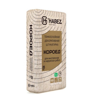 Штукатурка декоративная Habez-Gips "КОРОЕД", 2,5 мм, 25 кг, серая, Россия