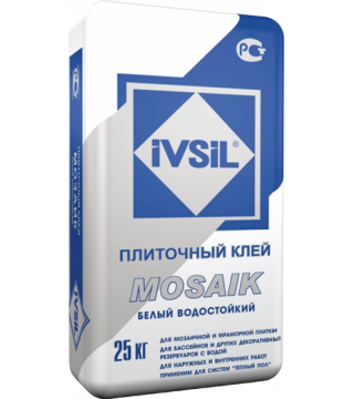 Белый водостойкий плиточный клей ГОСТ 56387 класс С2ТЕS1 Mosaik