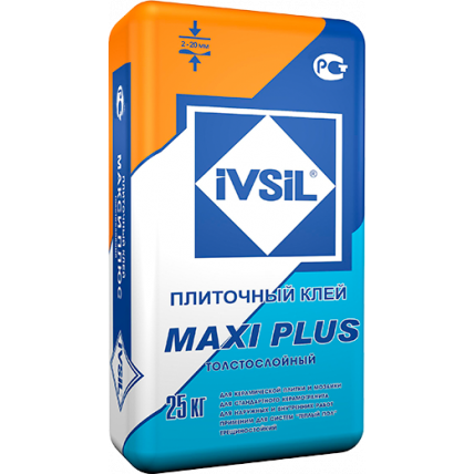 Универсальный толстослойный плиточный клей ГОСТ Р 56387 класс С1Т Maxi plus