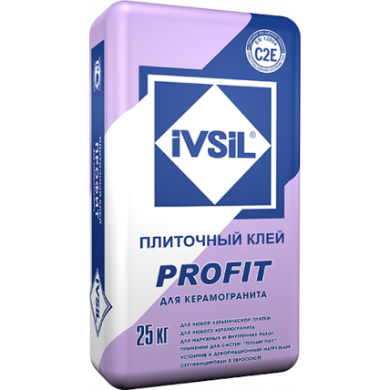 Специальный плиточный клей для керамогранита ГОСТ 56387 класс С2Е Profit